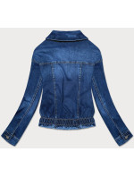 Tmavo modrá dámska džínsová netopierie bunda (5668-K)