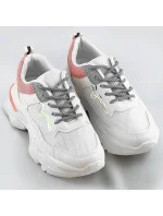 Bielo-ružové dámske šnurovacie športové topánky (LU-3)