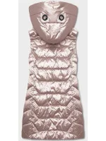 Perlovo ružová dámska vesta s kapucňou (B8107-51)