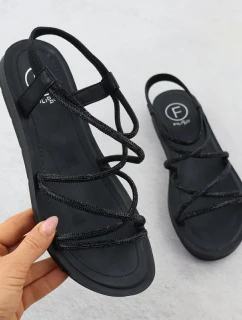 Dámske rímske sandále Filippo so zirkónmi čierne DS6884