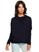 B094 Oversized top s výstrihom do V na chrbte - tmavomodrý