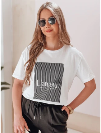 Dámske biele tričko LAMOUR FashionStreet RY2588