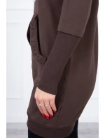 Šaty s ozdobnými volánikmi a kapucňou v hnedej farbe Šaty s ozdobnými volánikmi a kapucňou v hnedej farbe