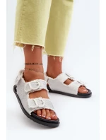 Jeansowe Zdobione Sandały Damskie Białe Irmale