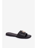 Płaskie Klapki Damskie Z Ozdobnym Detalem Czarne Nenitta