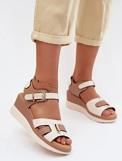 Dámske kožené sandále na platforme s remienkami Artiker 58C0314 Beige