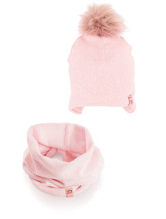 set čiapka a snehová vločka K020 Light Pink