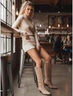 Dámske semišové kovbojské topánky béžové FashionStreet ZY1203 Dámske semišové kovbojské topánky béžové FashionStreet ZY1203