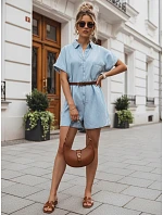 Krátke dámske nohavice z tenkej džínsoviny s opaskom FashionStreet EY2684 Krátke dámske nohavice z tenkej džínsoviny s opaskom FashionStreet EY2684