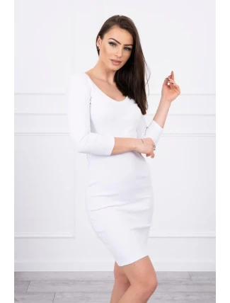 Priliehavé šaty s výstrihom bielej Priliehavé šaty s výstrihom bielej