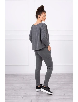 Súprava s oversize blúzkou v grafitovej farbe Súprava s oversize blúzkou v grafitovej farbe