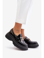 Zazoo 20176 Lakierowane Półbuty Mokasyny Damskie Ze Skóry Naturalnej Czarne