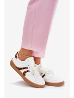 Niskie Sneakersy Damskie Z Koronką Panterka Białe Zielle