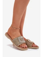 Klapki Damskie Płaskie Z Plecionką I Ozdobą Artiker 56C1337 Beżowe
