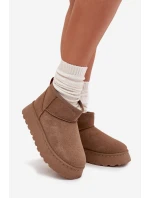 Śniegowce Damskie Na Platformie Ocieplane Futerkiem Khaki Vesirae