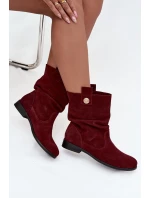 Dámske semišové kožené čižmy s remienkom Zazoo 4210 burgundy Dámske semišové kožené čižmy s remienkom Zazoo 4210 burgundy