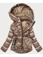 Svetlo hnedá dámska metalická bunda (B8008-46)