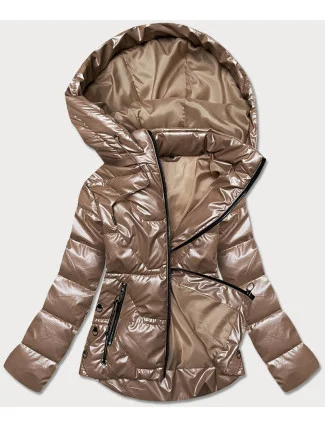 Svetlo hnedá dámska metalická bunda (B8008-46)