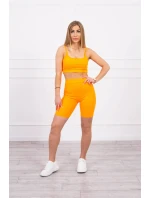 Súprava s nohavicami s vysokým pásom oranžová neónová