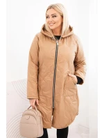Dámske Plus veľkosť zimné prešívané bundy s kapucňou Camel