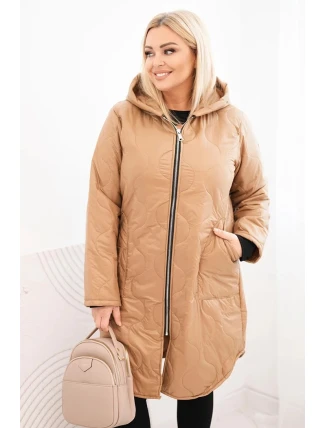 Dámske Plus veľkosť zimné prešívané bundy s kapucňou Camel