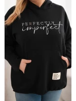 Dámska mikina Plus Size s kapucňou a potlačou čierna