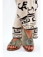 Płaskie Sandały Z Ozdobą Zielone Haliones