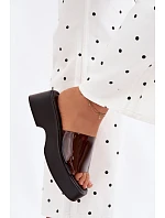 Dámské platformové sandály s průhledným páskem Černé Selestia