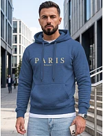 Pánska mikina s kapucňou a potlačou PARIS, modrá, FashionStreet NX5147BX Pánska mikina s kapucňou a potlačou PARIS, modrá, FashionStreet NX5147BX