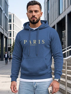 Pánska mikina s kapucňou a potlačou PARIS, modrá, FashionStreet NX5147BX