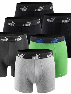 Boxerské šortky Puma pre mužov Boxershorts 6PAK čierne, zelené, sivé