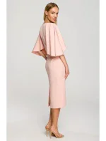 M700 Puzdrové šaty s kimonovými rukávmi - púdrové