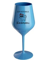 JSEM KOČKONALÁ. KOČKOROŽEC - modrá nerozbitná sklenice na víno 470 ml
