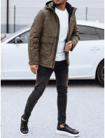 Pánska zimná bunda s odnímateľnou kapucňou svetlohnedá FashionStreet TX4906