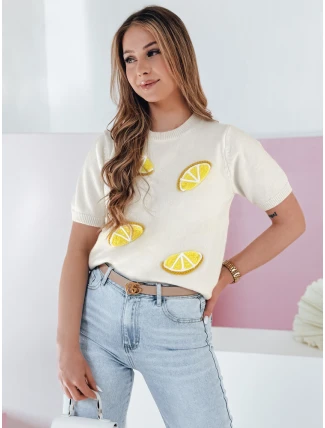 Dámsky nadrozmerný sveter Lemon Lemon Ecru FashionStreet MY2475 Dámsky nadrozmerný sveter Lemon Lemon Ecru FashionStreet MY2475
