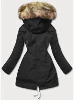 Dámska teplá zimná bunda black-ecru (w629)