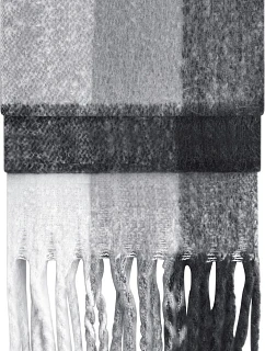 Beechfield B 494R Šál „Fluffy Check“ 53.494R sivý kockovaný