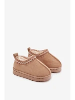 Śniegowce Botki Dziecięce Na Platformie Ocieplane Futerkiem Beżowe Vilabria