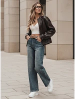 Dámske džínsové nohavice so širokými nohavicami modré FashionStreet UY2788