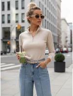 Dámska mikina so stojačikom béžová FashionStreet BY1563 Dámska mikina so stojačikom béžová FashionStreet BY1563