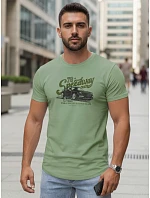 Pánske bavlnené tričko s potlačou auta svetlozelené FashionStreet NX5089R Pánske bavlnené tričko s potlačou auta svetlozelené FashionStreet NX5089R