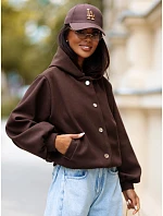 Dámska bunda typu bomber s vlnou a kapucňou, hnedá, FashionStreet TY5928