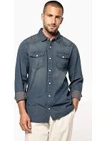 Kariban K 519 Džínsová košeľa s dlhým rukávom 20.K519 blue jean