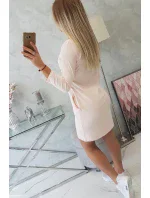 3D mačacie grafické šaty púdrovo ružové