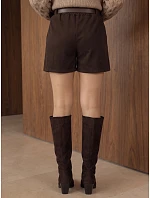 Elegantné dámske šortky s opaskom, hnedé, FashionStreet SY0592 Elegantné dámske šortky s opaskom, hnedé, FashionStreet SY0592