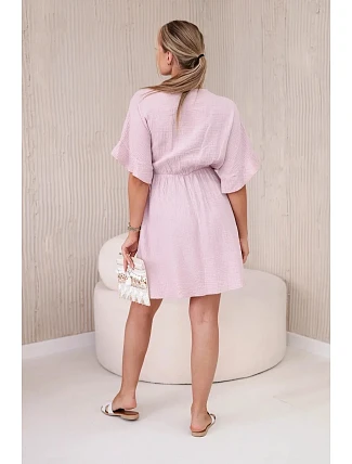 Mušelínové šaty s pásom tmavoružové