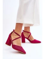 Modne Błyszczące Czółenka Na Słupku Fuksja Galaxy