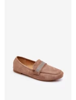 Damskie Mokasyny Z Cyrkoniami Jasnobrązowe Ralrika