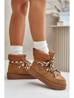 Zamszowe Śniegowce Damskie Z Grubym Sznurowaniem D.Franklin DFSH375003 Brązowe