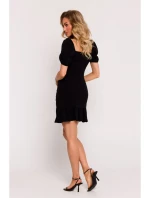 M784 Mini šaty s opaskom - čierne